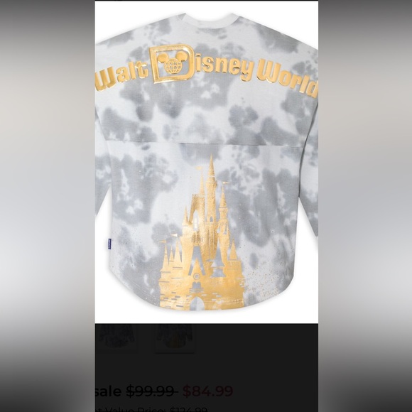 Disney Spirit Graphic Gray and Gold Logo Long Sleeve Shirt NWOT Disney Parks LG - Picture 5 of 5